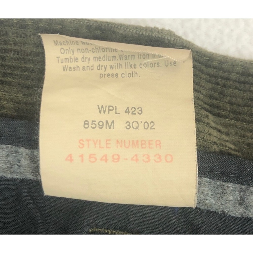 Dockers Mens 56x32 Pleated Corduroy Pants Olive Green Vintage 2000s Big and Tall - Picture 4 of 9